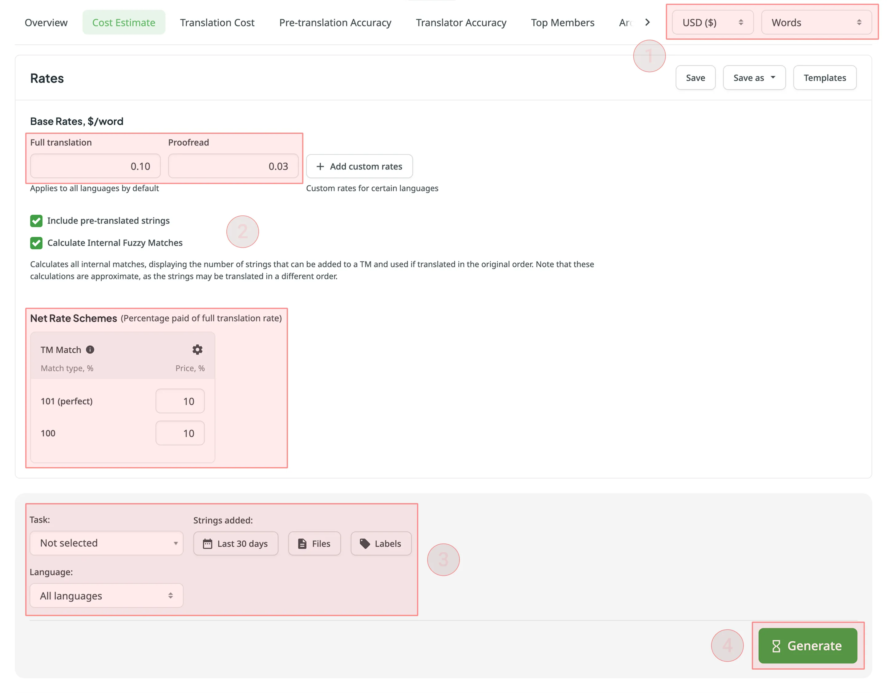 Generating Cost Estimate