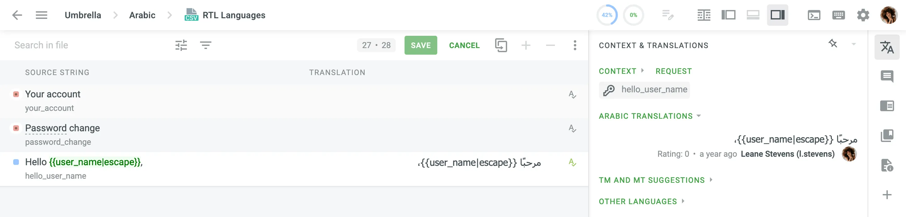 Save suggestion for RTL language